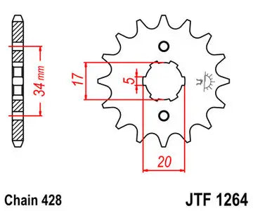Ritzel vorne JT JTF1264.14, 14 Zähne Teilung 428