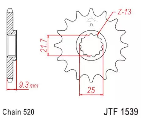 Ritzel vorne JT JTF1539.14RB, 14 Zähne Teilung 520 gummiert