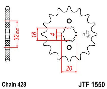 Ritzel vorne JT JTF1550.13, 13 Zähne Teilung 428