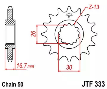 Ritzel vorne JT JTF333.16RB, 16 Zähne Teilung 530 gummiert