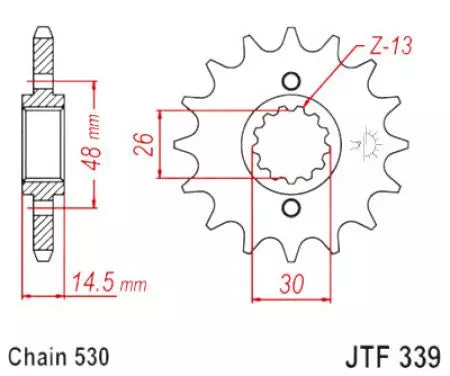 Ritzel vorne JT JTF339.16RB, 16 Zähne Teilung 530 gummiert