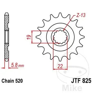 Ritzel vorne JT JTF825.13, 13 Zähne Teilung 520