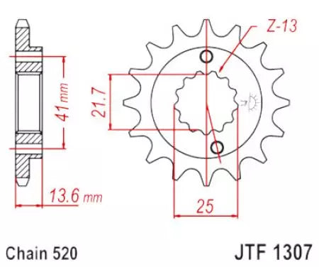 Ritzel vorne JT JTF1307.15RB, 15 Zähne Teilung 520 gummiert
