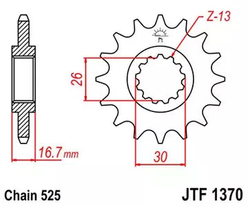 Ritzel vorne JT JTF1370.14, 14 Zähne Teilung 525