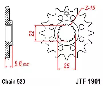 Ritzel vorne JT JTF1901.14, 14 Zähne Teilung 520