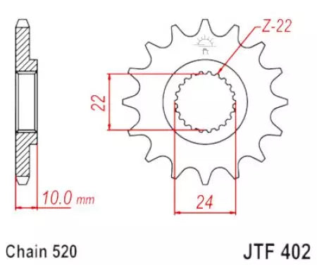 Ritzel vorne JT JTF402.16RB, 16 Zähne Teilung 530 gummiert