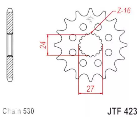 Ritzel vorne JT JTF423.18RB, 18 Zähne Teilung 530 gummiert