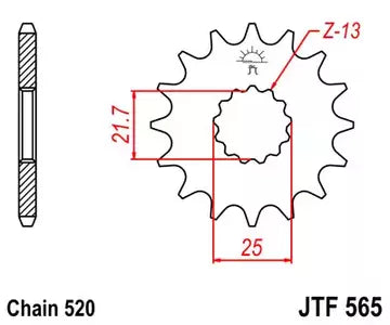 Ritzel vorne JT JTF565.14, 14 Zähne Teilung 520