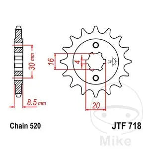 Ritzel vorne JT JTF718.14, 14 Zähne Teilung 520