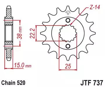 Ritzel vorne JT JTF737.15, 15 Zähne Teilung 520