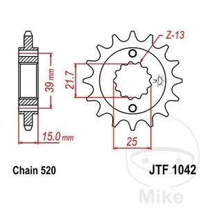 Ritzel vorne JT JTF1042.16, 16 Zähne Teilung 520