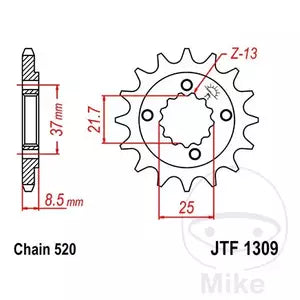 Ritzel vorne JT JTF1309.16, 16 Zähne Teilung 520