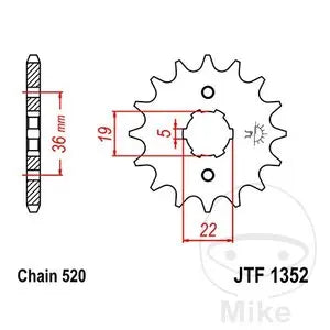 Ritzel vorne JT JTF1352.14, 14 Zähne Teilung 520