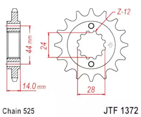 Ritzel vorne JT JTF1372.17RB, 17 Zähne Teilung 525 gummiert