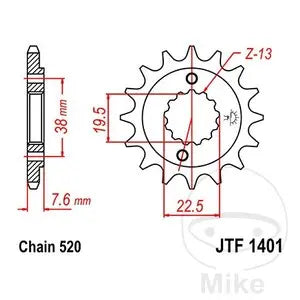 Ritzel vorne JT JTF1401.15, 15 Zähne Teilung 520