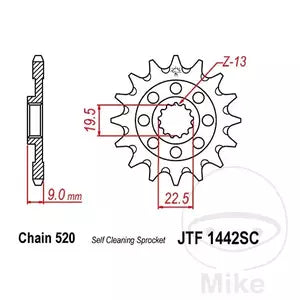 Ritzel vorne JT JTF1442.13SC, 13 Zähne Teilung 520 SC