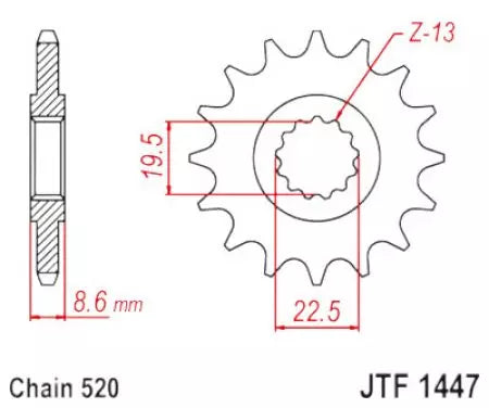Ritzel vorne JT JTF1447.14RB, 14 Zähne Teilung 520 gummiert