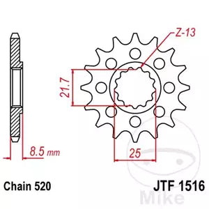 Ritzel vorne JT JTF1516.16, 16 Zähne Teilung 520
