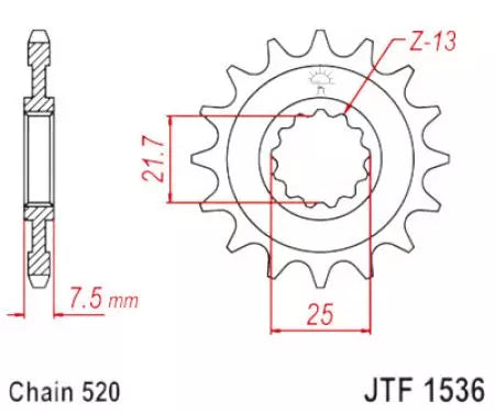 Ritzel vorne JT JTF1536.15RB, 15 Zähne Teilung 520 gummiert