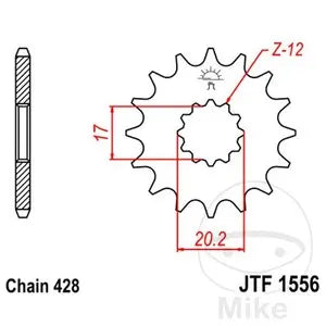 Ritzel vorne JT JTF1556.12, 12 Zähne Teilung 428