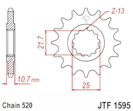 Ritzel vorne JT JTF1595.16RB, 16 Zähne Teilung 520 gummiert