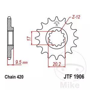 Ritzel vorne JT JTF1906.15, 15 Zähne Teilung 420