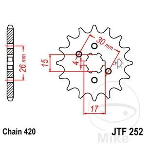 Ritzel vorne JT JTF252.14, 14 Zähne Teilung 420