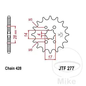Ritzel vorne JT JTF277.14, 14 Zähne Teilung 428