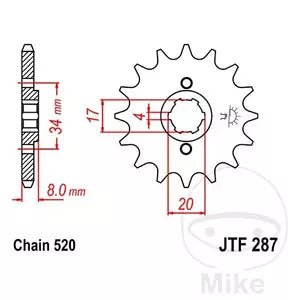 Ritzel vorne JT JTF287.15, 15 Zähne Teilung 520