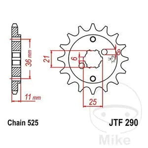 Ritzel vorne JT JTF290.14, 14 Zähne Teilung 525