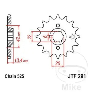 Ritzel vorne JT JTF291.17, 17 Zähne Teilung 525