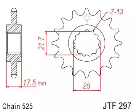 Ritzel vorne JT JTF297.15RB, 15 Zähne Teilung 525 gummiert