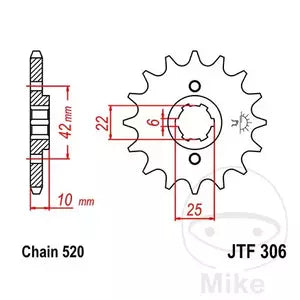 Ritzel vorne JT JTF306.14, 14 Zähne Teilung 520