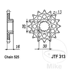 Ritzel vorne JT JTF313.15, 15 Zähne Teilung 525