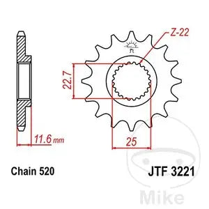 Ritzel vorne JT JTF3221.12, 12 Zähne Teilung 520