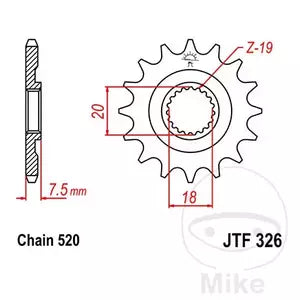 Ritzel vorne JT JTF326.14, 14 Zähne Teilung 520