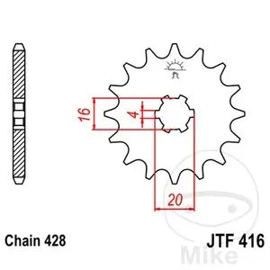 Ritzel vorne JT JTF416.14, 14 Zähne Teilung 428