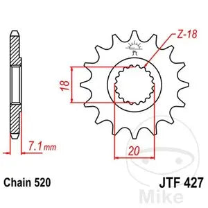Ritzel vorne JT JTF427.14, 14 Zähne Teilung 520