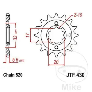 Ritzel vorne JT JTF430.12, 12 Zähne Teilung  520