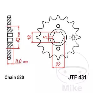 Ritzel vorne JT JTF431.11, 11 Zähne Teilung  520