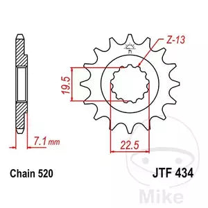 Ritzel vorne JT JTF434.13, 13 Zähne Teilung 520