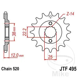 Ritzel vorne JT JTF495.15, 15 Zähne Teilung 520