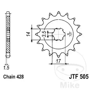 Ritzel vorne JT JTF505.15, 15 Zähne Teilung 428