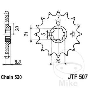 Ritzel vorne JT JTF507.15, 15 Zähne Teilung 520