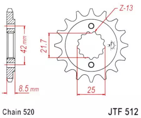 Ritzel vorne JT JTF512.16RB, 16 Zähne Teilung 520 gummiert