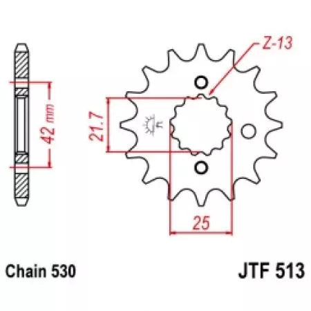Ritzel vorne JT JTF513.17RB, 17 Zähne Teilung 530 gummiert