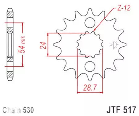 Ritzel vorne JT JTF517.17RB, 17 Zähne Teilung 530 gummiert