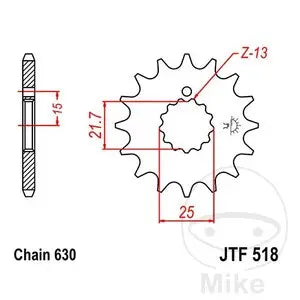 Ritzel vorne JT JTF518.14, 14 Zähne Teilung  630