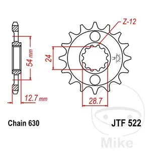 Ritzel vorne JT JTF522.16, 16 Zähne Teilung 630