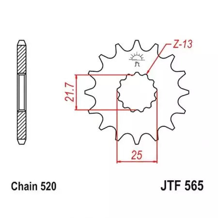 Ritzel vorne JT JTF565.15RB, 15, Zähne Teilung 520 gummiert
